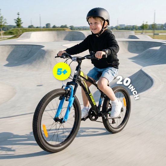 Tiger Bike Kinderfiets voor jongens van 6 tot 10 jaar, 20 inch Zwart Groen Blauw, wielmaat te kiezen uit 6 versnellingen Shimano, in hoogte verstelbaar van Tiger Bike — afbeelding 2