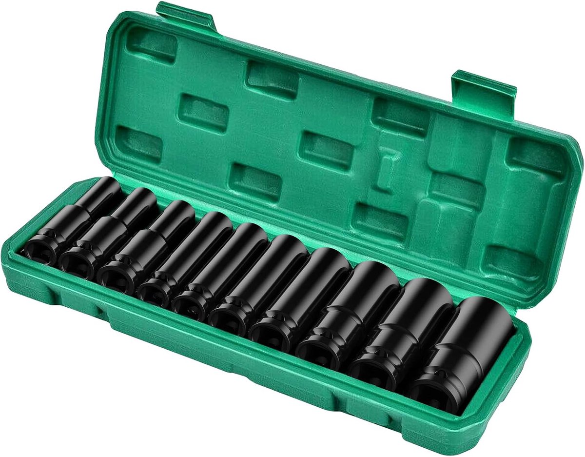 LISM-11-delige 1/2-inch slagdoppenset, doppenset met een lengte van 10-24 mm, doppenset, slagmoersleutelhuls