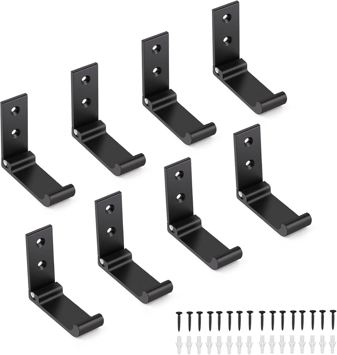 Opvouwbare wandhaken, opvouwbare kledinghaken, 90 graden, 8 stuks, klaphaken, aluminiumlegering, wandhouder, tassenhaken voor keuken, badkamer, muur, jas, handdoek, sleutels, zwart