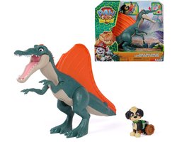 PAW Patrol - De Dino Film Rise & Roll Dino Set bevat speelgoeddinosaurus Spinosaurus van 17,7 cm met geluiden en Rex-actiefiguur