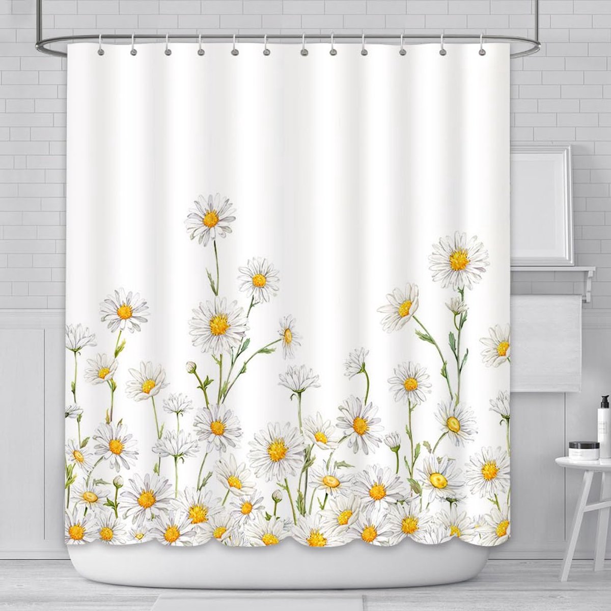 Douchegordijn lente bloemen rustieke boerderij bloesem stof bad gordijn badkamer decor set met 12 haken 180 x 180 cm