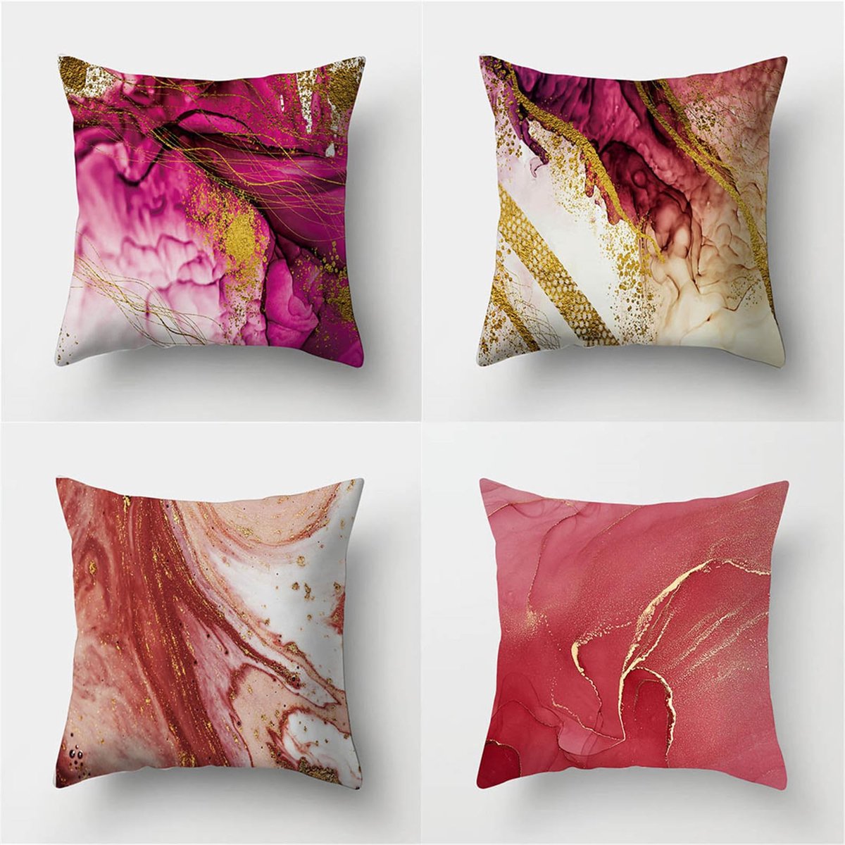 Set van 4 kussenslopen 65 x 65 cm bordeauxrode decoratieve kussenslopen linnen vierkante kussenslopen met onzichtbare rits voor bank slaapkamer woonkamer tuin dubbelzijdige kussenslopen