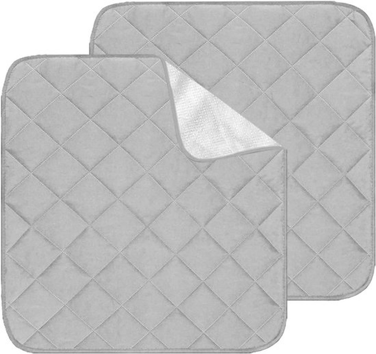 Wasbare incontinentiematrasbeschermer, antislip, absorberende matrasbeschermer - 2 stuks - 39 x 39 cm - Grijs