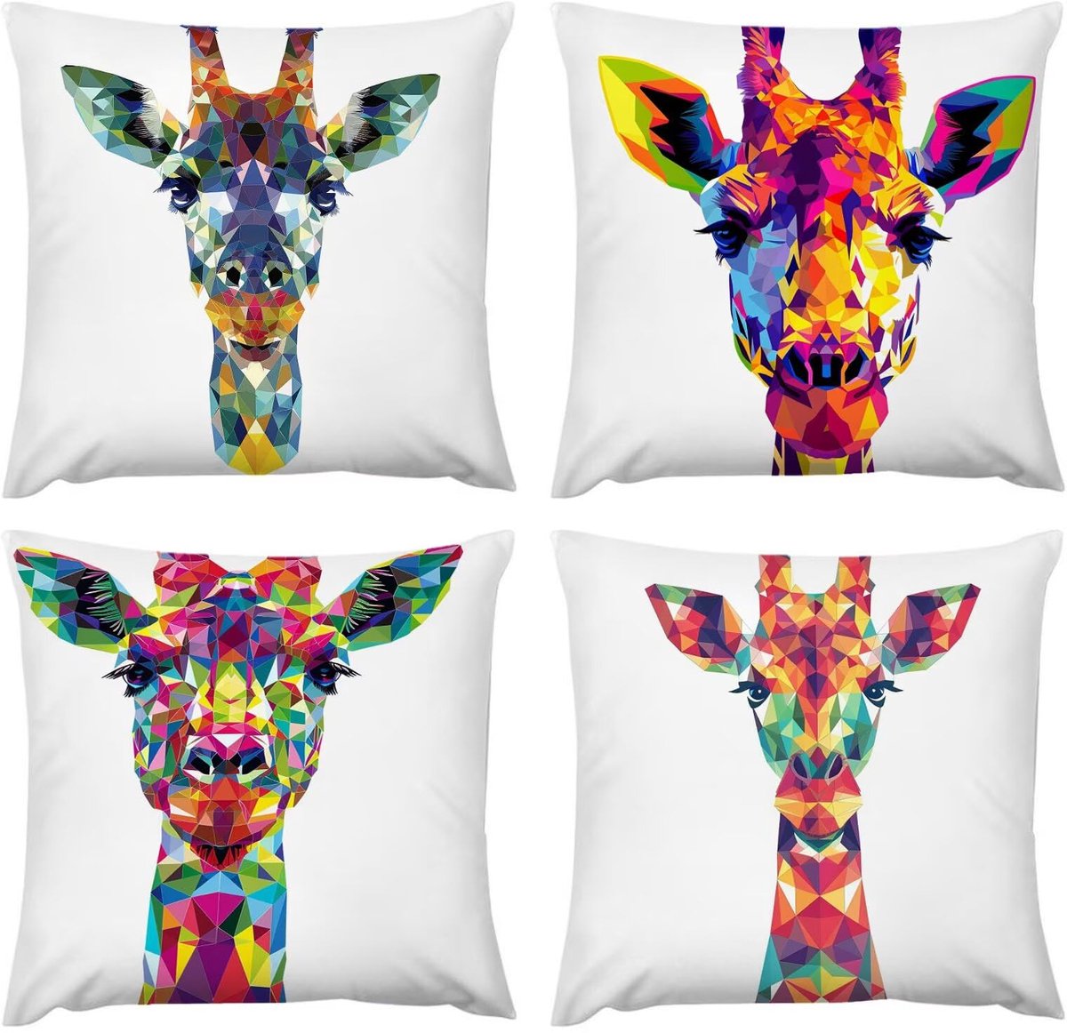 4 x outdoor kussens voor bank, giraf van gras, waterdicht, 50 x 50 cm, decoratief voor slaapkamer, buiten, stoel, balkon, camping, bankkussen, 50 x 50 cm, ademend K-73