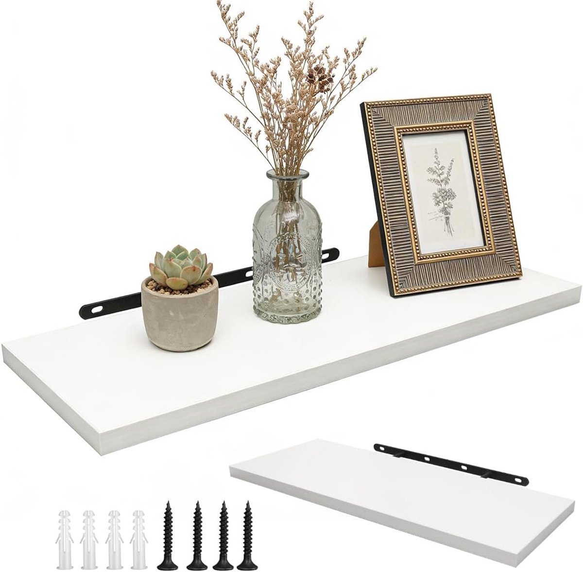 Zwevend Wandrek 40x15 cm - Boekenkast Voor Woonkamer Slaapkamer Balkon - Muurrek Decoratie En Opbergen(wit)