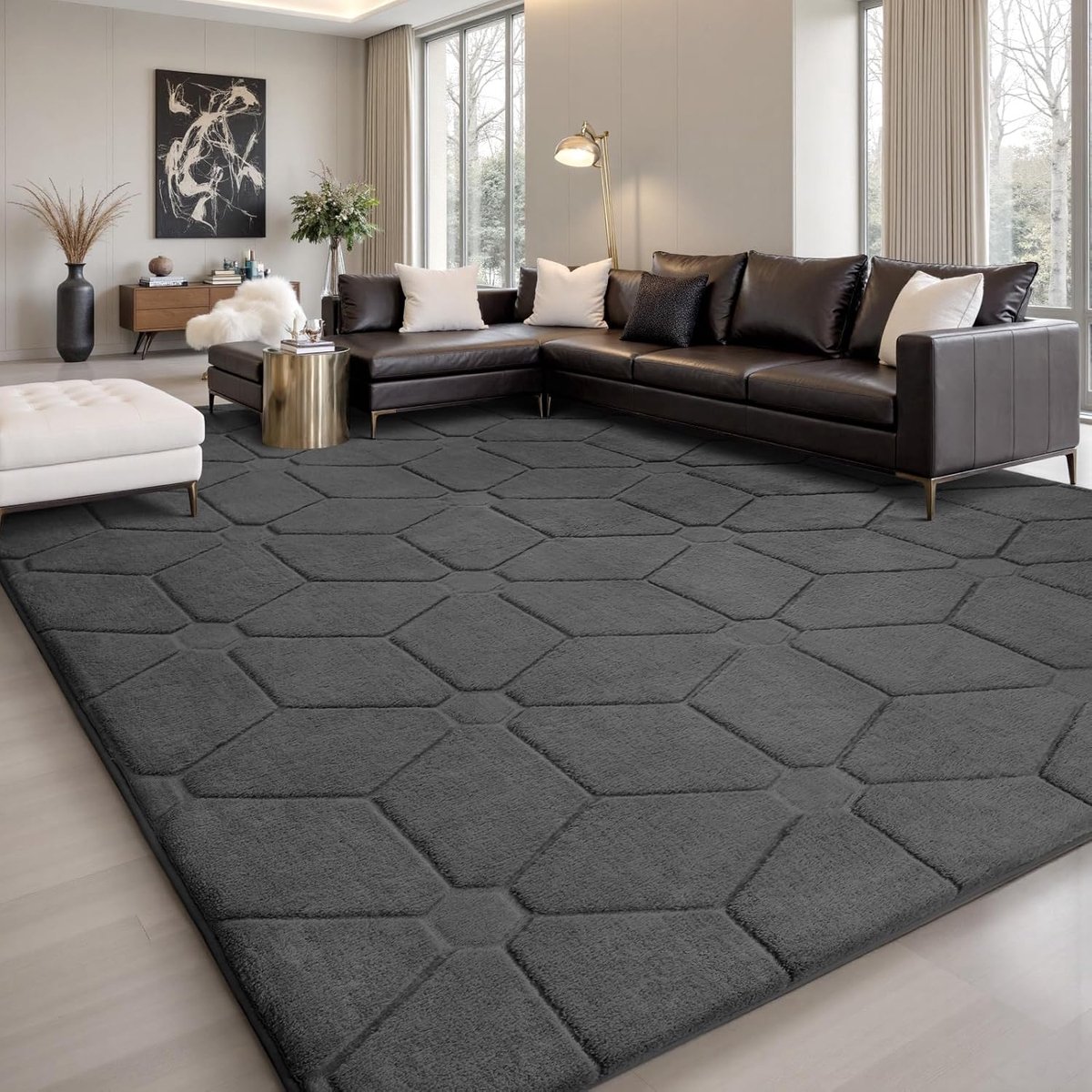 Lemon Vloerkleed voor de woonkamer, wasbaar tapijt, kinderkamer, pluizige tapijten, slaapkamertapijt, laagpolig pluizig antislipmat kinderkamer tapijten