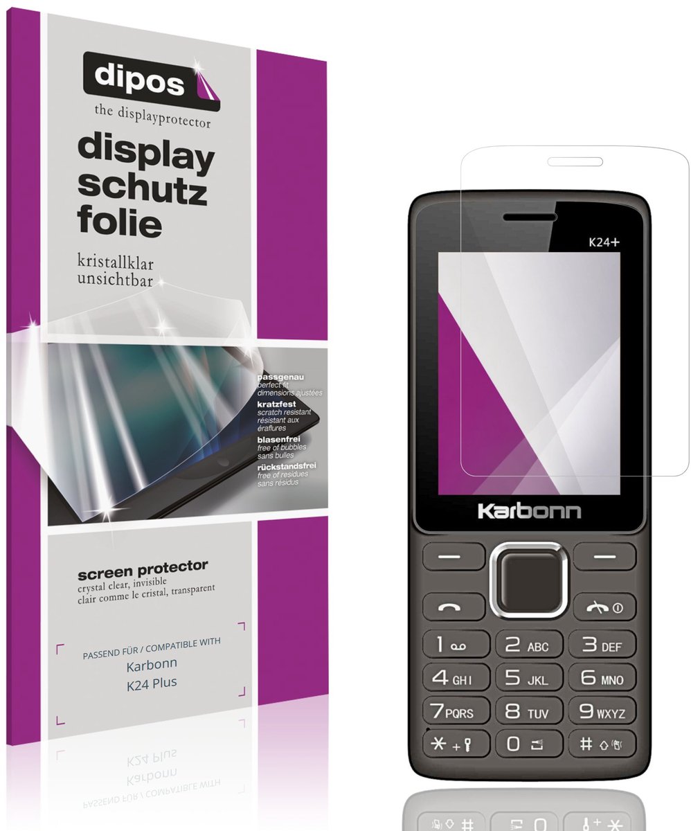 dipos – 4x Beschermfolie geschikt voor Karbonn K24 Plus | Krasbestendige & heldere Screenprotector Ultra-Thin