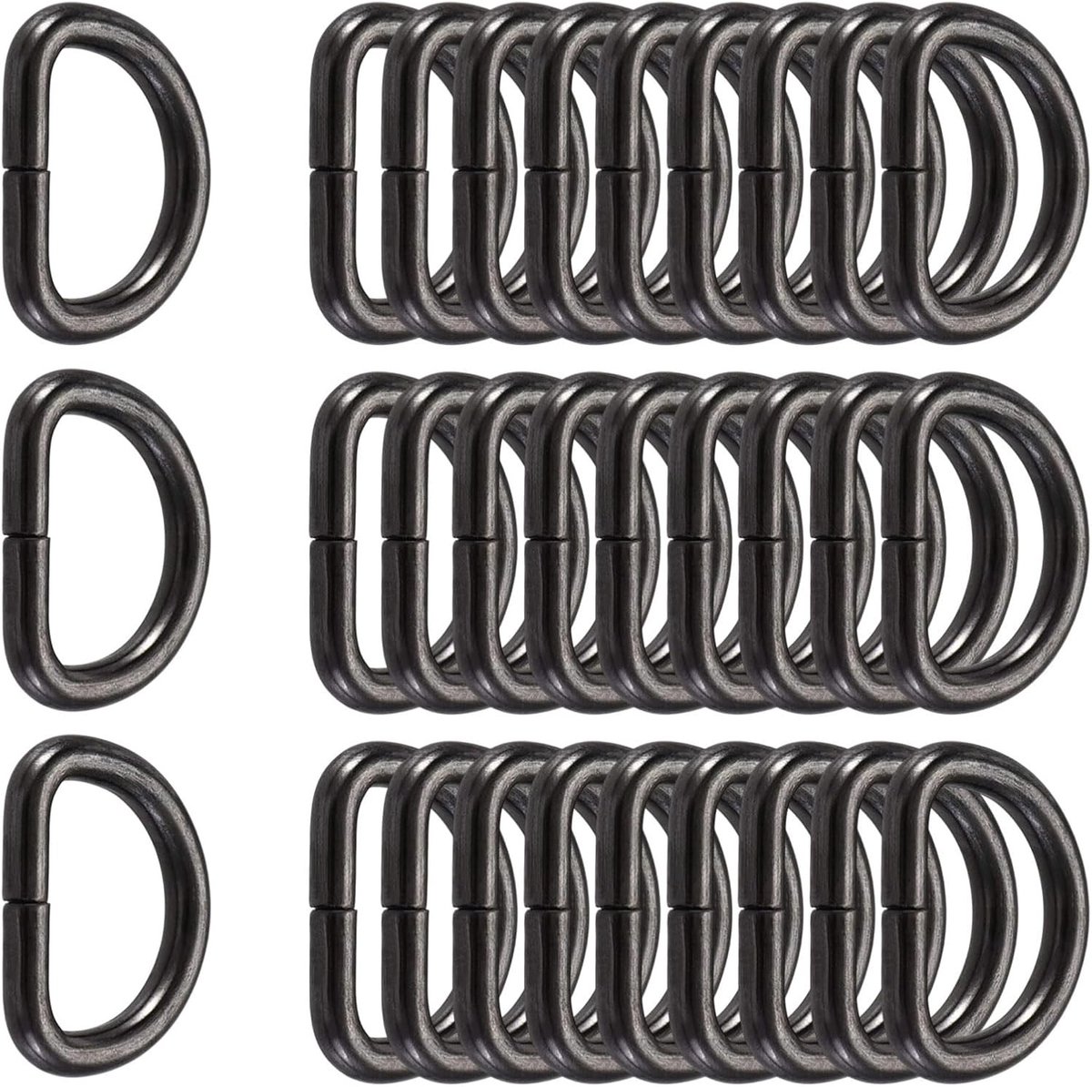 Metaal D-Ring Gespen, 30 Stuks, 25 mm voor Kettingen, Karabijnhaken, Riemen en Ambachtelijke Accessoires, Zwart