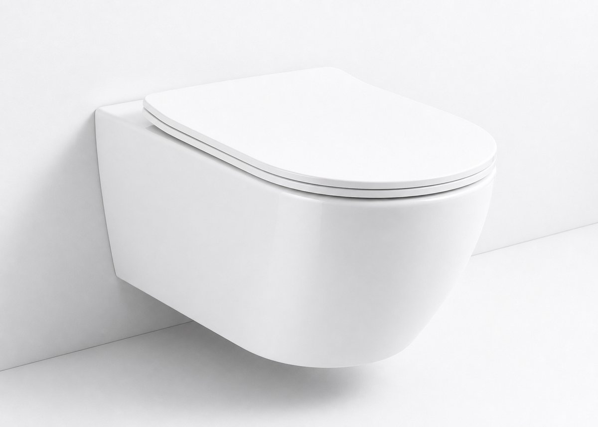 H&F Hangend Toilet Wit – Randloos Keramiek Wc met Softclose Zitting & Diepspoel | Compleet