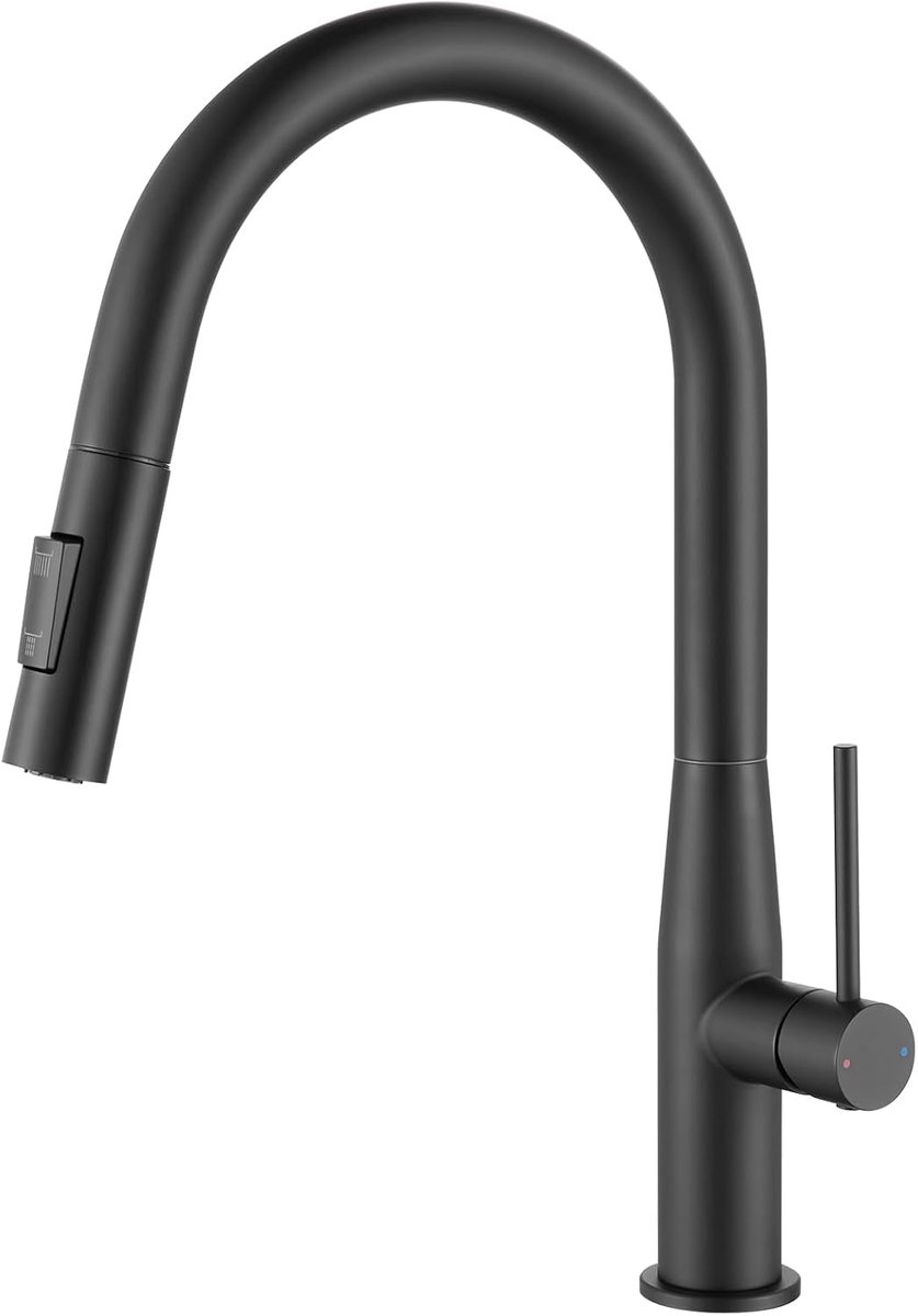 SnelShoppen - zwarte keukenkraan met 2 modi, CECIPA Arco Alto stijl, hoogwaardig materiaal, moderne keukenaccessoires, perfect voor elke keuken