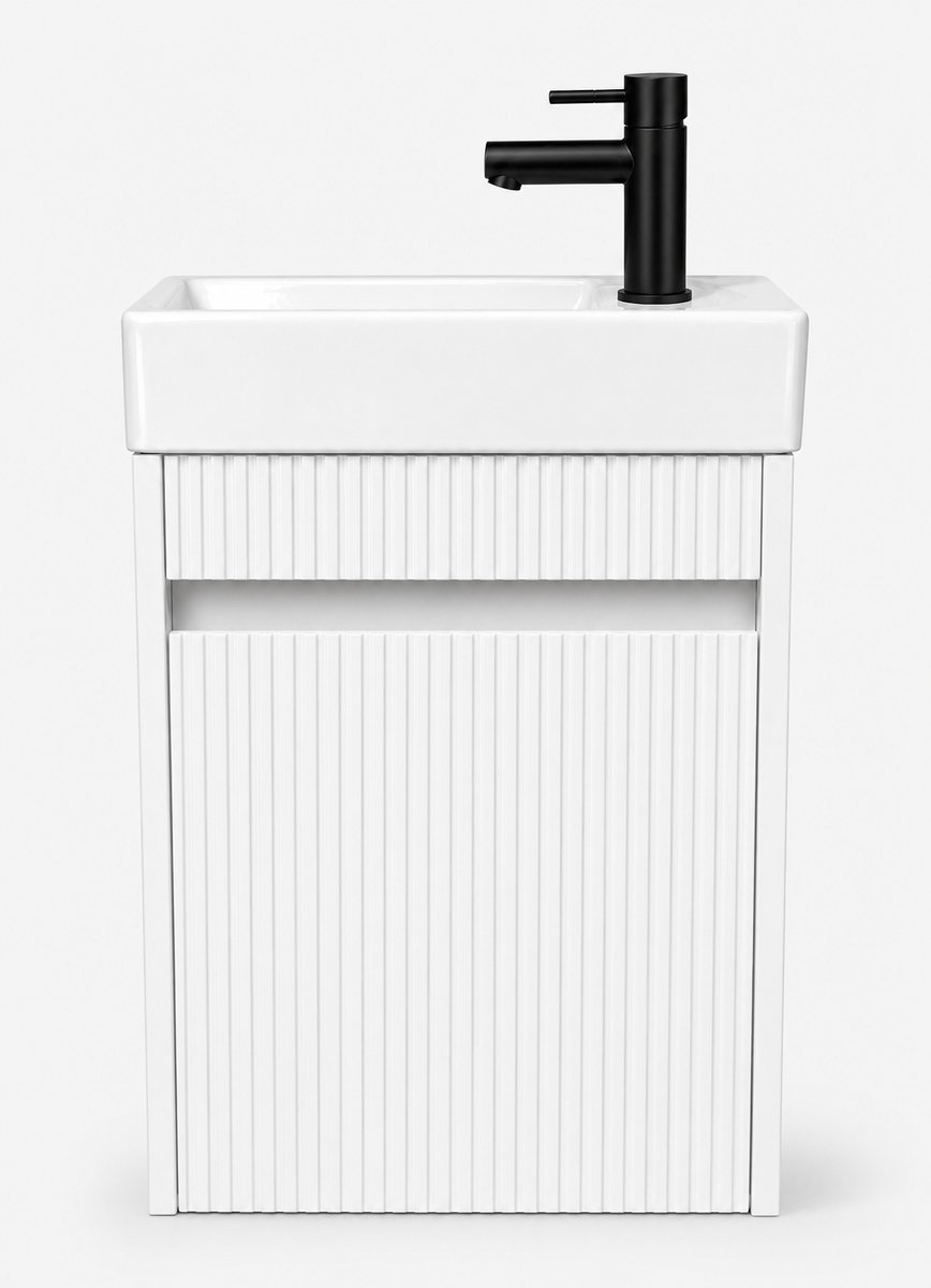 H&F Toiletmeubel Hoogglans wit (zwart, zwart) 40 x 22,5 x 63 cm – Strakke Design | Soft-close, Vochtbestendig Multiplex