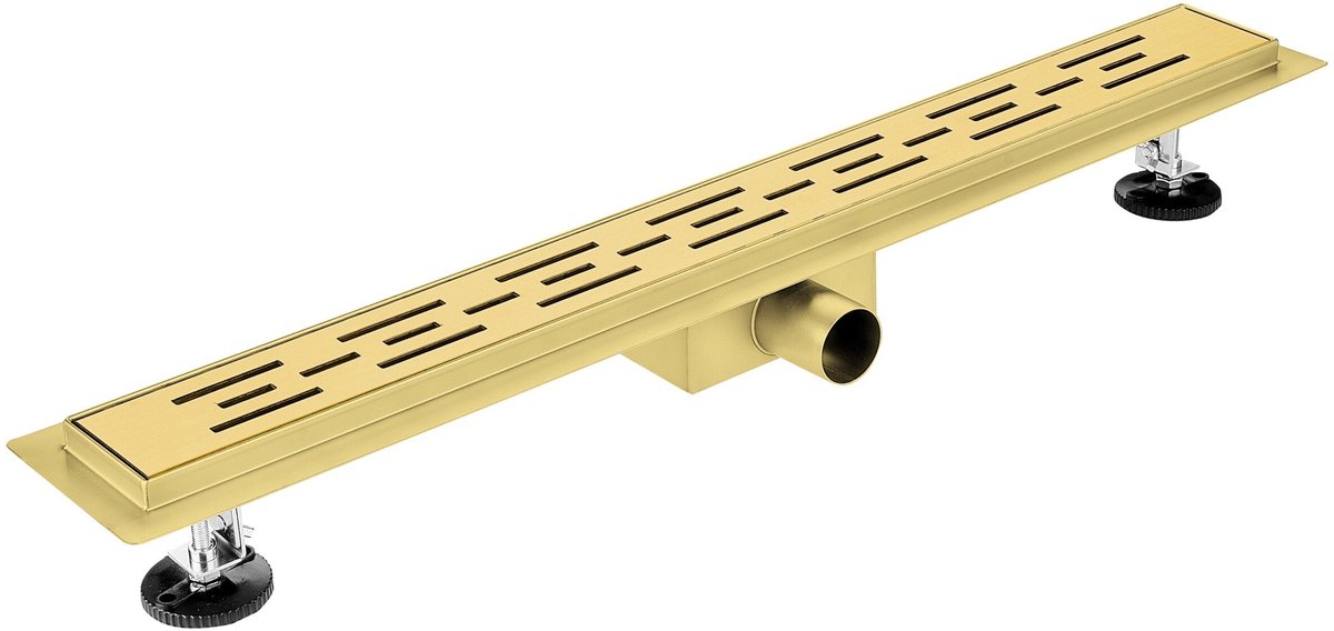 Luxelvia Douchegoot 60 cm Goud – RVS Afvoergoot met RVS Rooster, Sifon & Verstelbare Hoogte | Geurstop