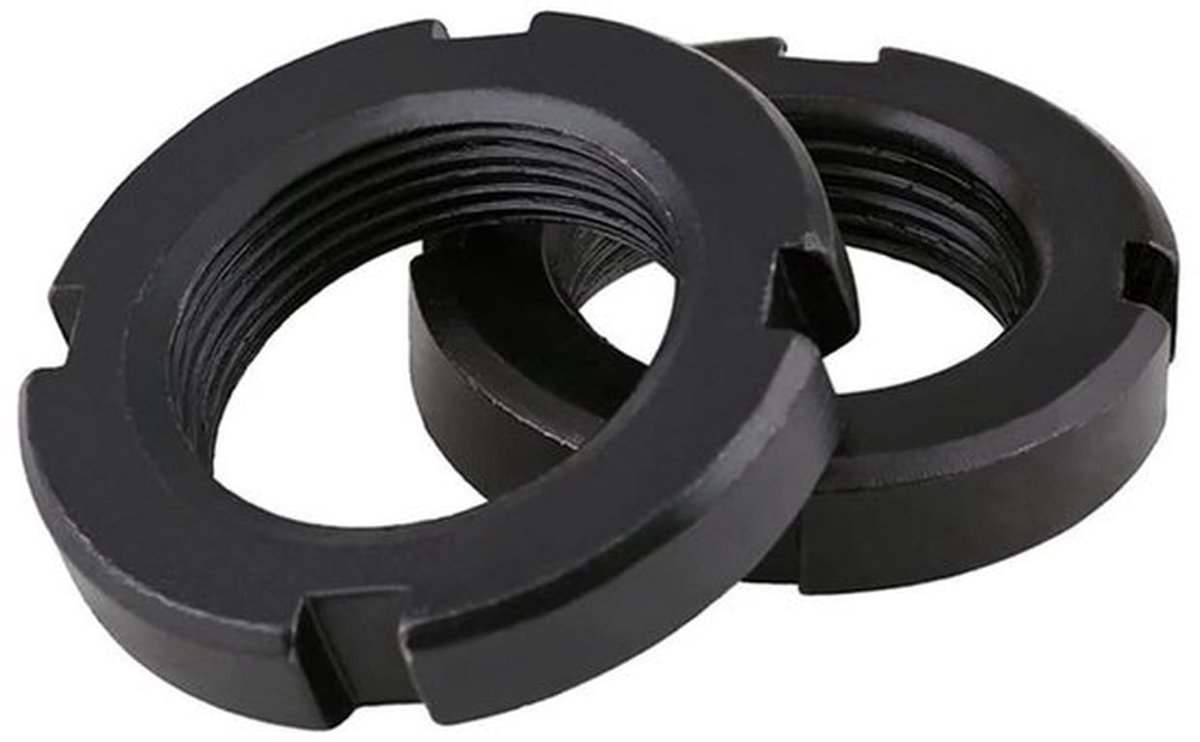 Ronde Moer met Vier Sleuven, Controlemoer, M25x2.5mm, Set van 2, Voor Bevestiging en Versteviging
