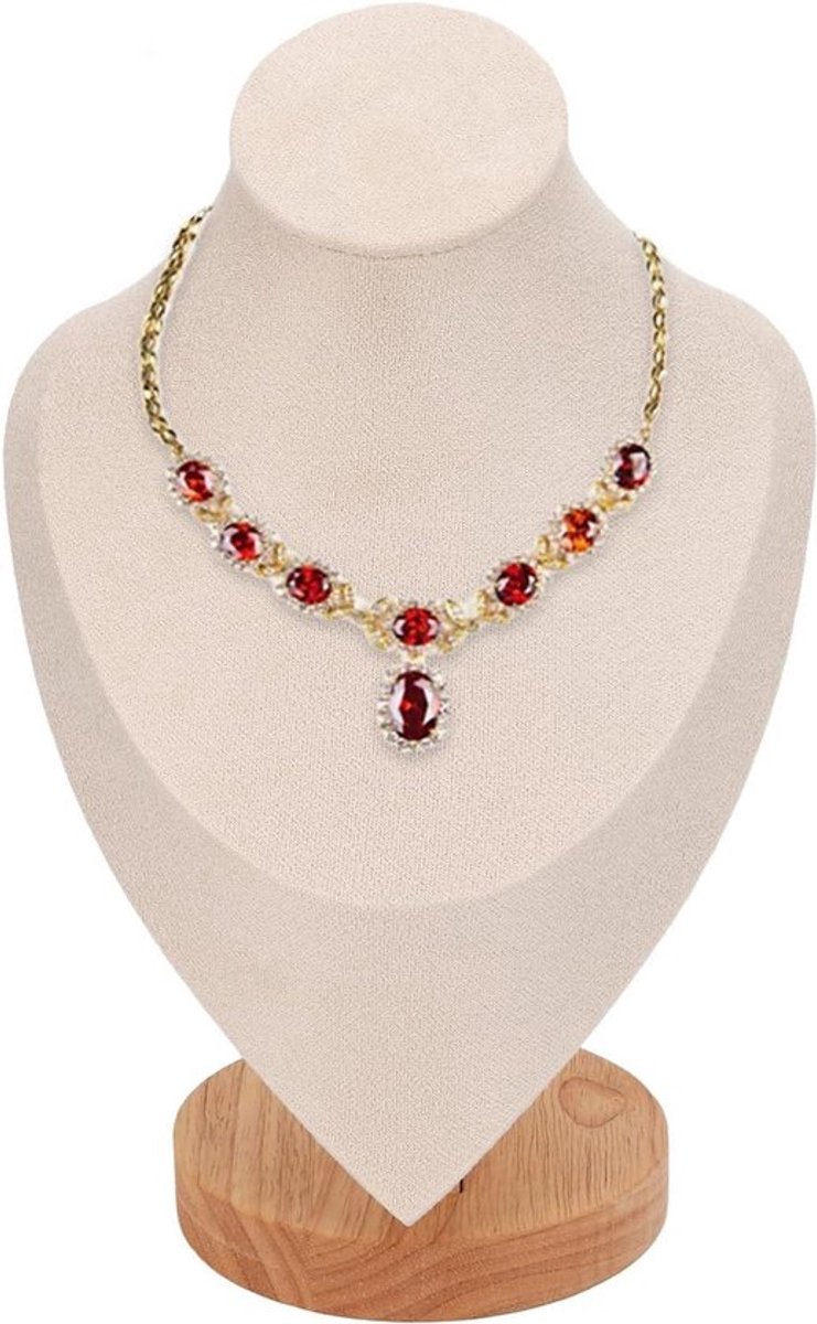 Sieraden Displaystandaard van Leer - Kettinghouder Mannequin - Sieraden Torenrek voor Kettingen - Decoratieve Sieradenhouder met Buste - 6.5x4.1x9.3in.