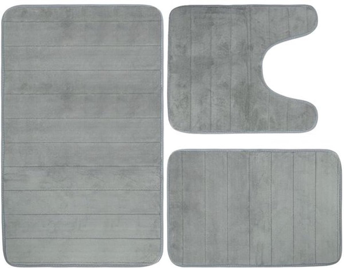 Antislip Badmat - 3-delige Wasbare Set, Absorberend voor Douchecabine, Toilet en Badkuip(l