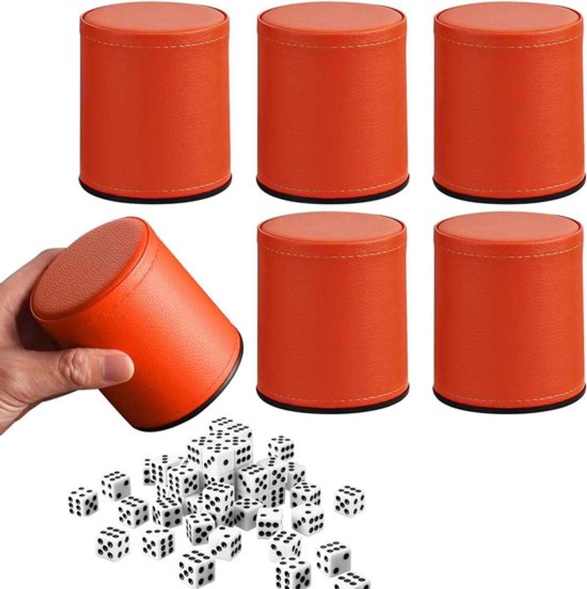 Set van 6 Stille Dobbelbekers met 36 Dobbelstenen voor Bordspellen en Feestjes - Perfect voor Liar's Dice en Spelletjesavonden