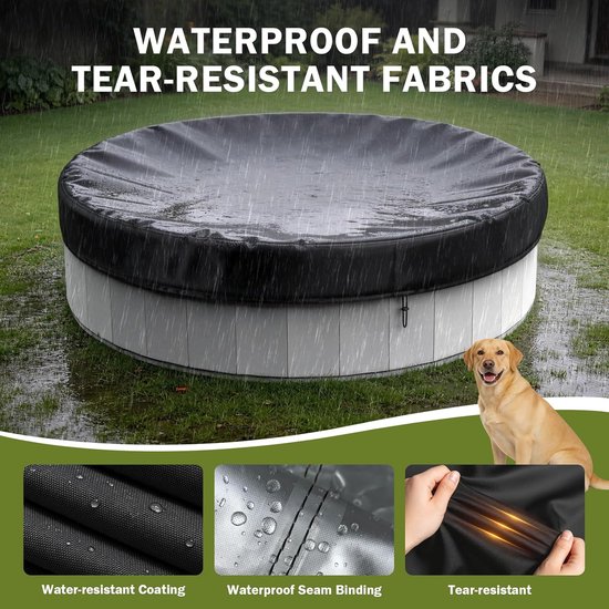 Groot hondenbad, kinderbad, hard plastic, draagbaar hondenbad, opvouwbaar bad, antislip (donkergrijs, - 82cm x 30 cm) — afbeelding 3