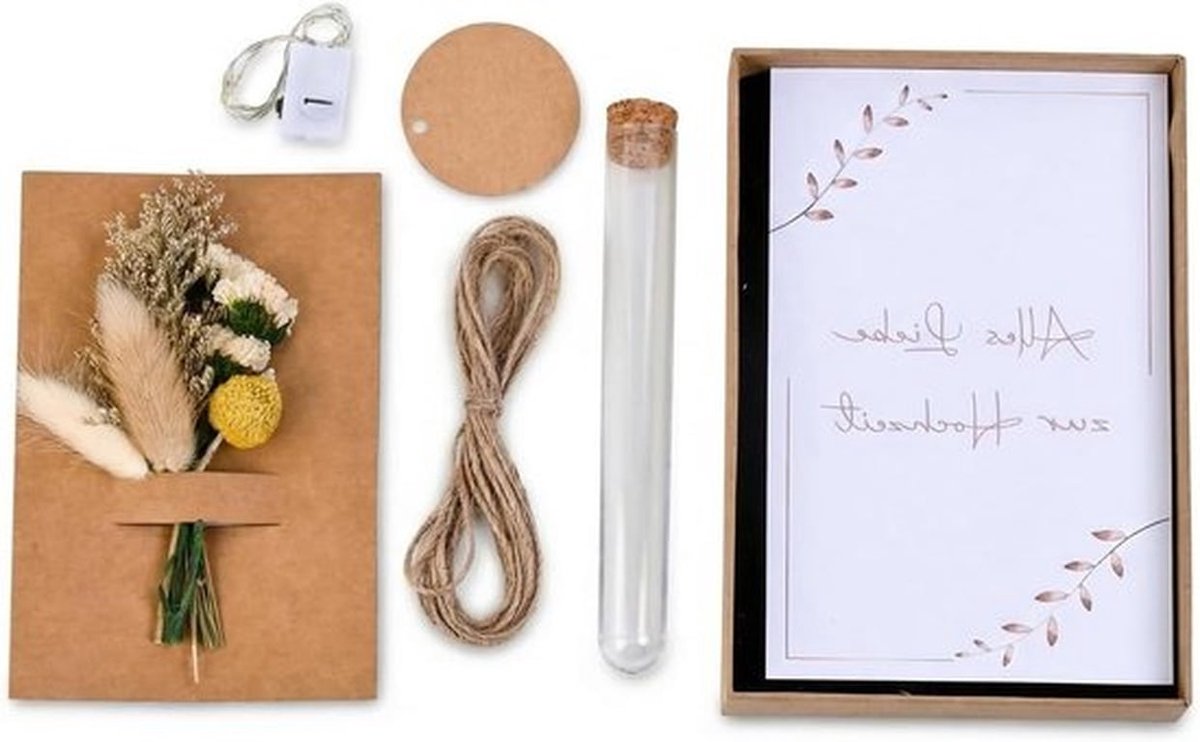 Romantisch huwelijkscadeau voor bruidspaar met eeuwige bloemen, geschenkdoos en led-lichtketting, perfect voor bruiloften en decoratie