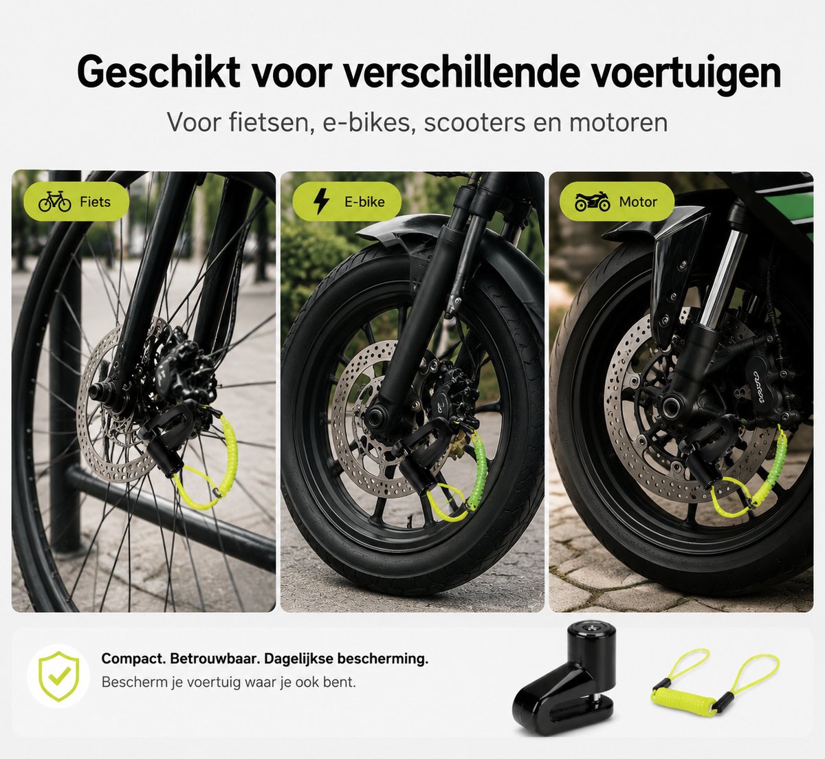 Schijfremslot - Remschijfslot voor Motor en Scooter - 7 mm - Reminderkabel – foto 3