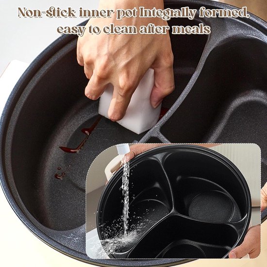 Elektrische Kookpot - Multifunctionele Pan - Gezellig Tafelen - Drie Kookzones - 5.3 Liter - Zilver — afbeelding 2