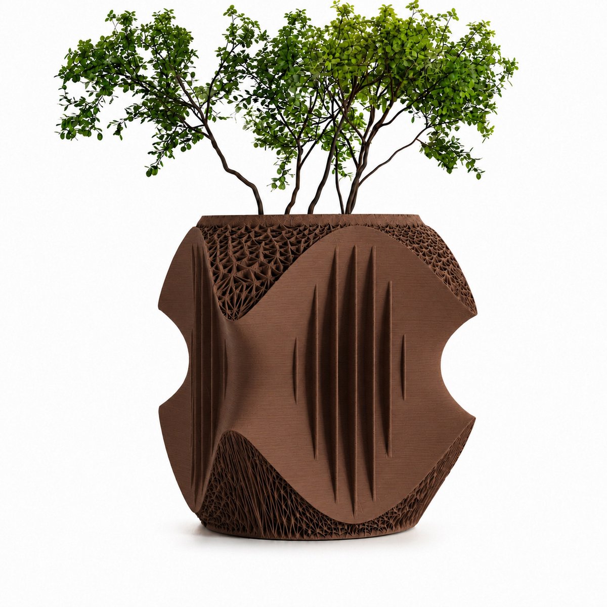 Vaso Siena Design Bloempot - Design Plantenpot - 21 x 21 x 23,4 cm - Roasted Chestnut - Luxe Organische Bloempot - Moderne Bloempot Binnen - Grote Plantenpot - Scandinavisch Design - Japandi Woondecoratie