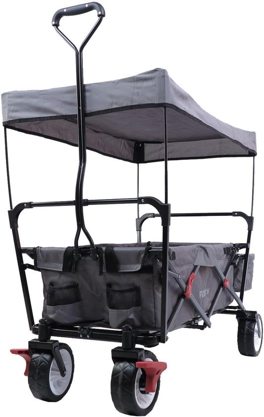 Opvouwbare Bolderkar - Inklapbare Wagen - Vervoer Boodschappen - Inclusief Dak - 80x46x27cm - Grijs van Opvouwbare Bolderkar — afbeelding 5