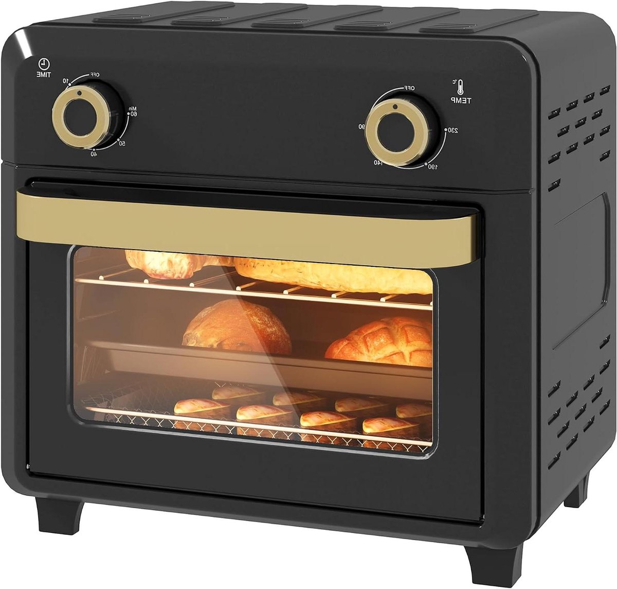 Mini oven Heteluchtfriteuse Veelzijdig koken Gezonde luchtcirculatie 10 Liter capaciteit Zwart
