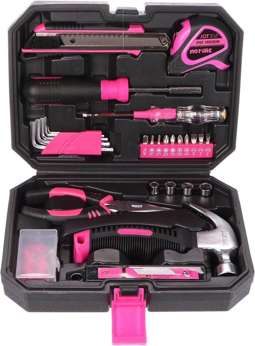 Gereedschapsset - Handgereedschap Koffer - Klusjes Thuis - 66 Delig - Compact formaat - Roze — cadeau in Gereedschap - foto 6