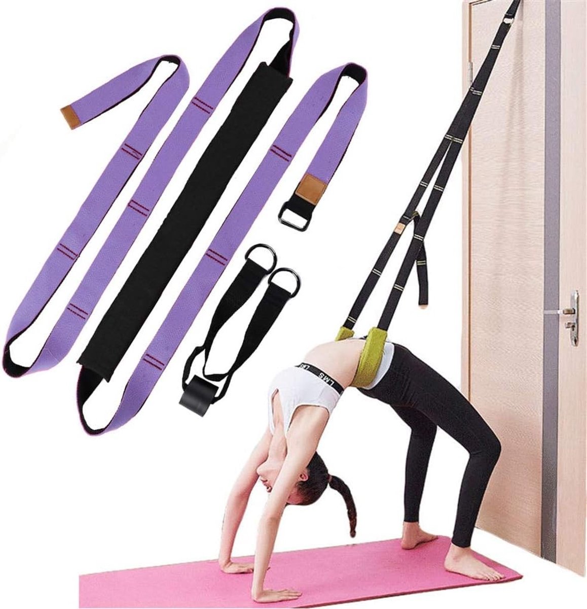 Verstelbare Stretchband voor Yoga en Fitness, Ondersteuning bij Achterwaartse Buigingen, Verbeter Flexibiliteit en Mobiliteit voor Dans en Gymnastiek