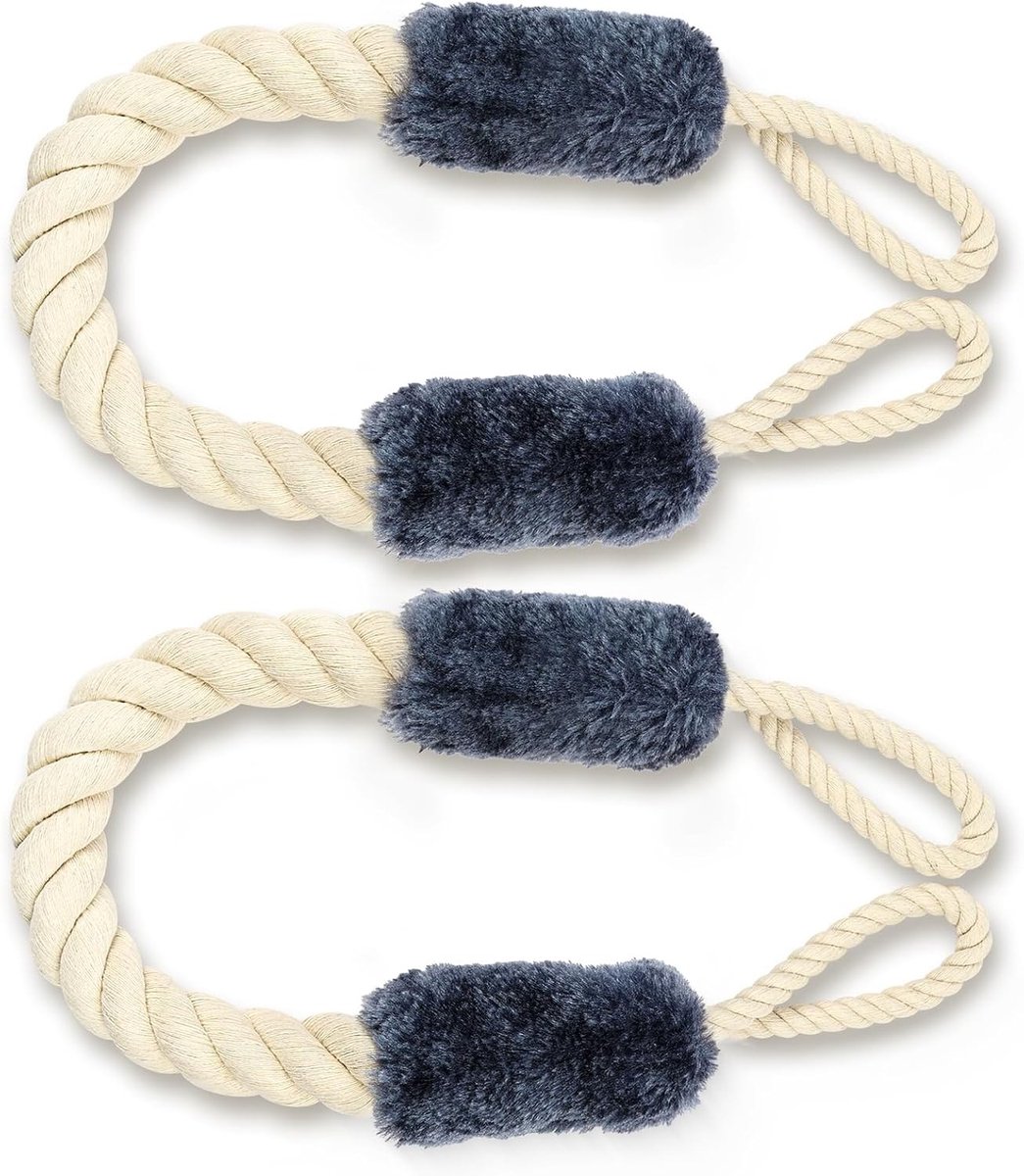 Deurstopper Touwset van 2, Veiligheid voor Deuren en Vensters, Anti-Lek Touw van 60 cm, Katoen, Voor Deurgrepen en Lades, Kinderen en Huisdieren Bescherming, Blauw, Duurzaam en Handig
