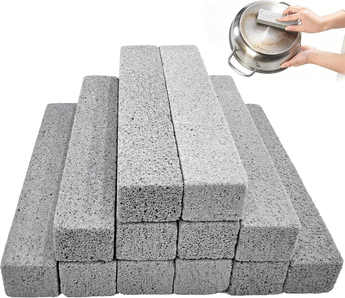 Reiniger met Pumice Steen, 12 Stuks, Schoonmaakblok voor Toilet, Badkamer, Keuken en Grill, Effectieve Vuilverwijderaar