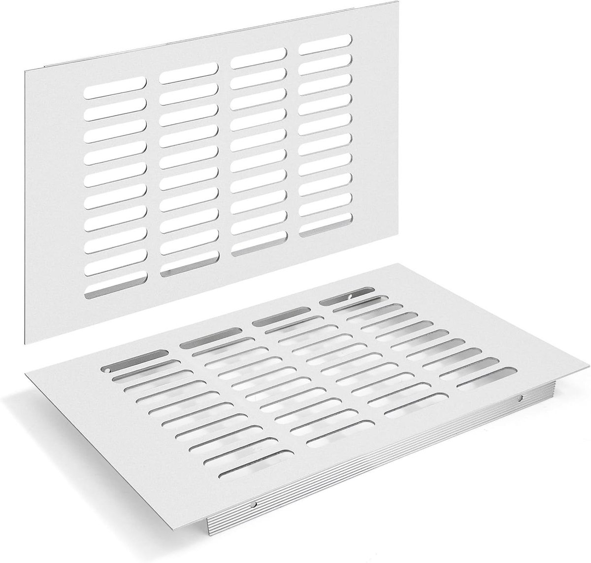 Ventilatierooster Set - Luchtinlaat Afdekking - Kast Ventilatie - Corrosiebestendig Aluminium - 2x 150x250mm - Zwart