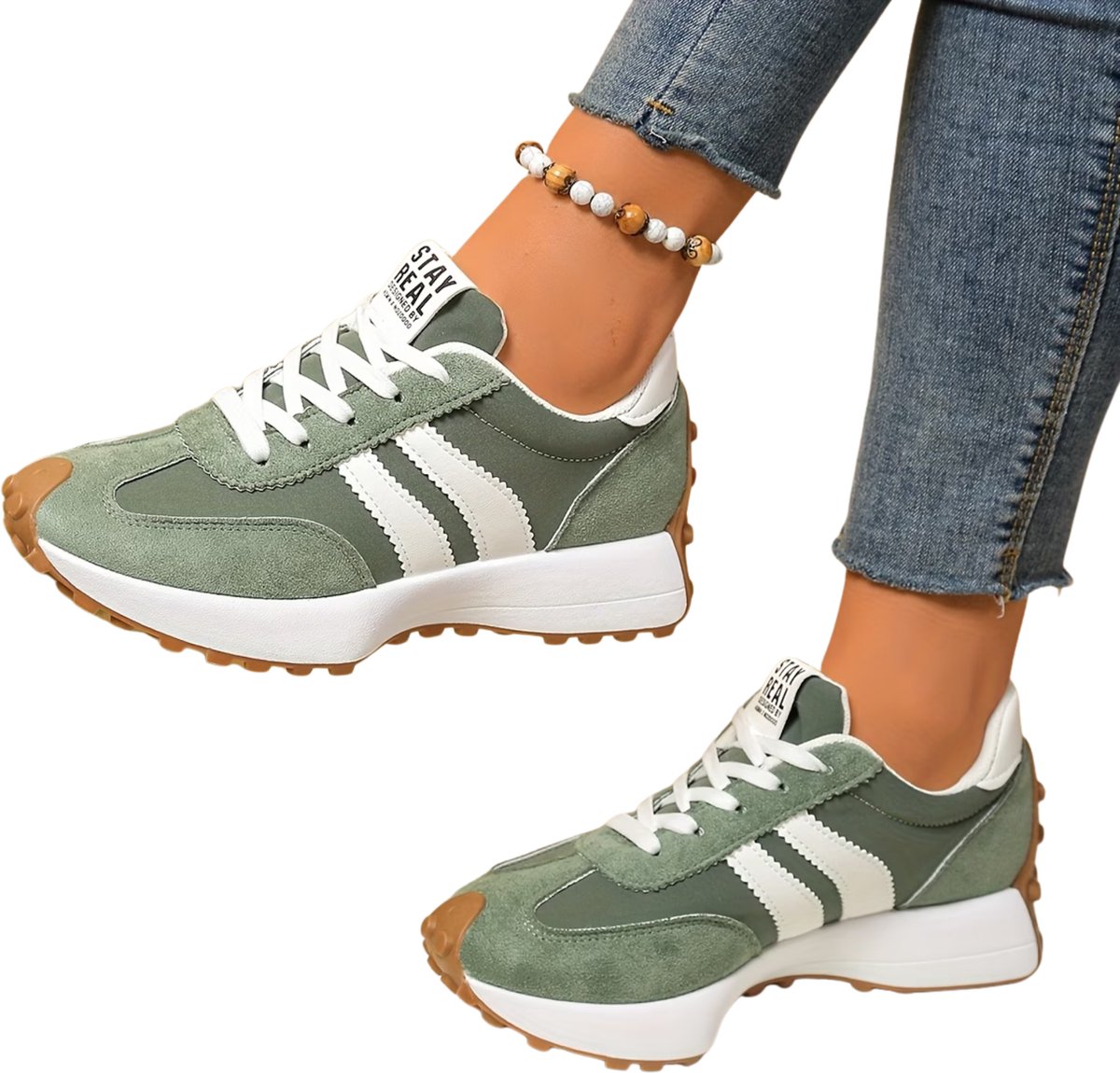 Currero Schoenen Dames Sneakers Comfortabel Slippers Casual Volwassenen 41.5 Groen
