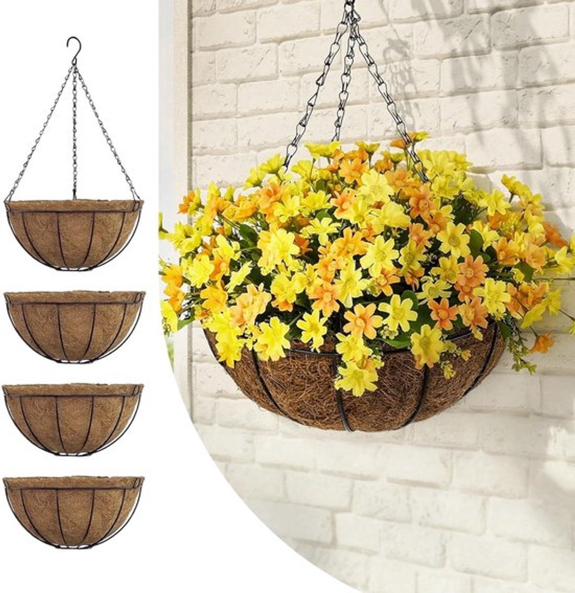 Coco Liners voor plantenbakken - 4 stuks, ideaal voor bloembakken, plantenpotten en tuinaccessoires