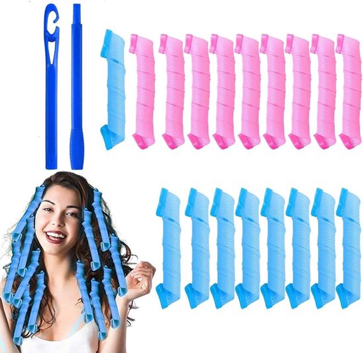 Haarkrulspelden Set voor Wave Stijl Kapsels - 18 Stuks Krulspelden zonder Hitte - Styling Haken - DIY Kapsel Styling Gereedschap - Vrouwen Meisjes - 30cm
