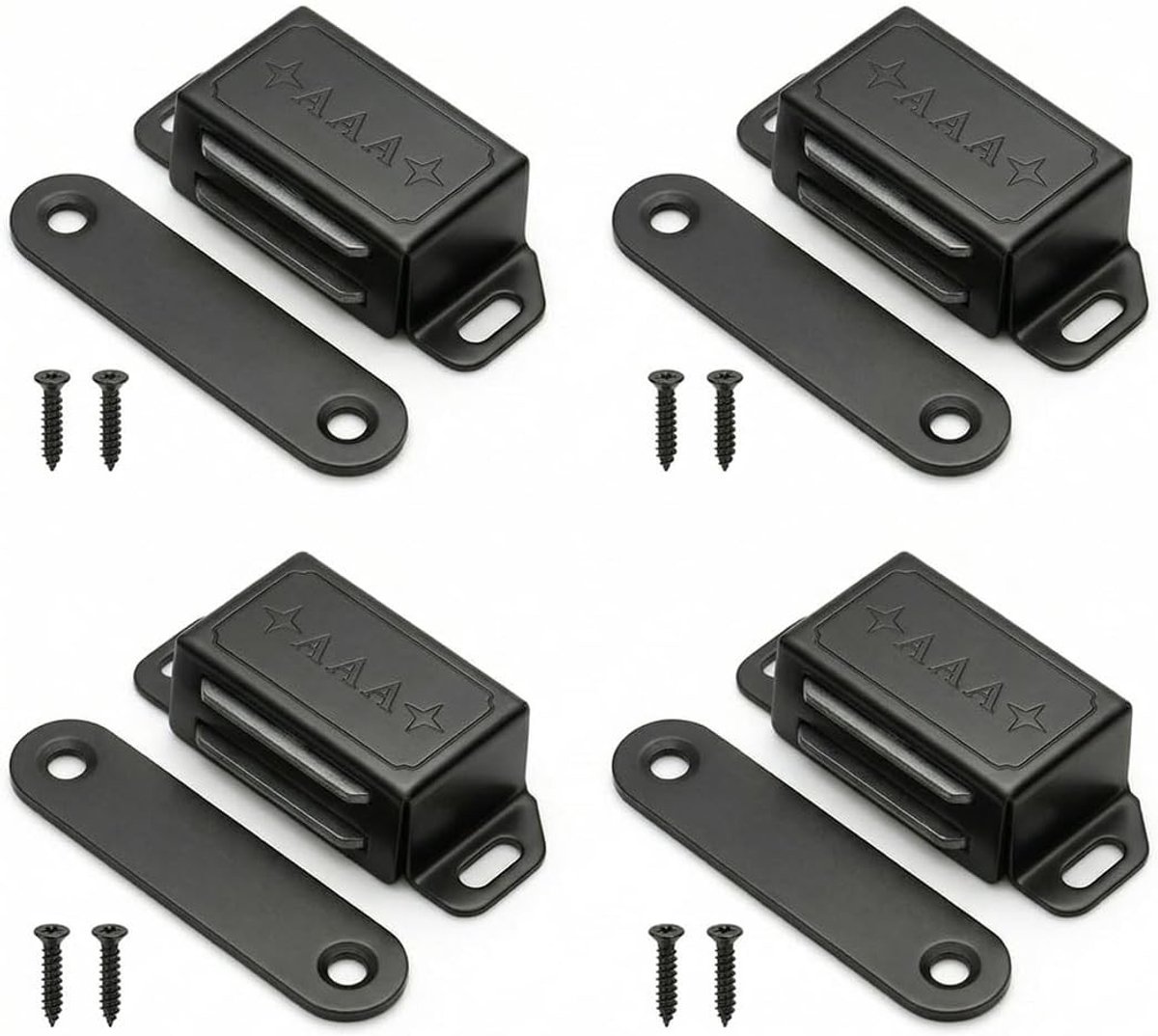Roestvrijstalen deurmagneten voor keukenkasten en kledingkasten - 15 kg sterke deursluiting, 4 stuks, 54 mm, zilver