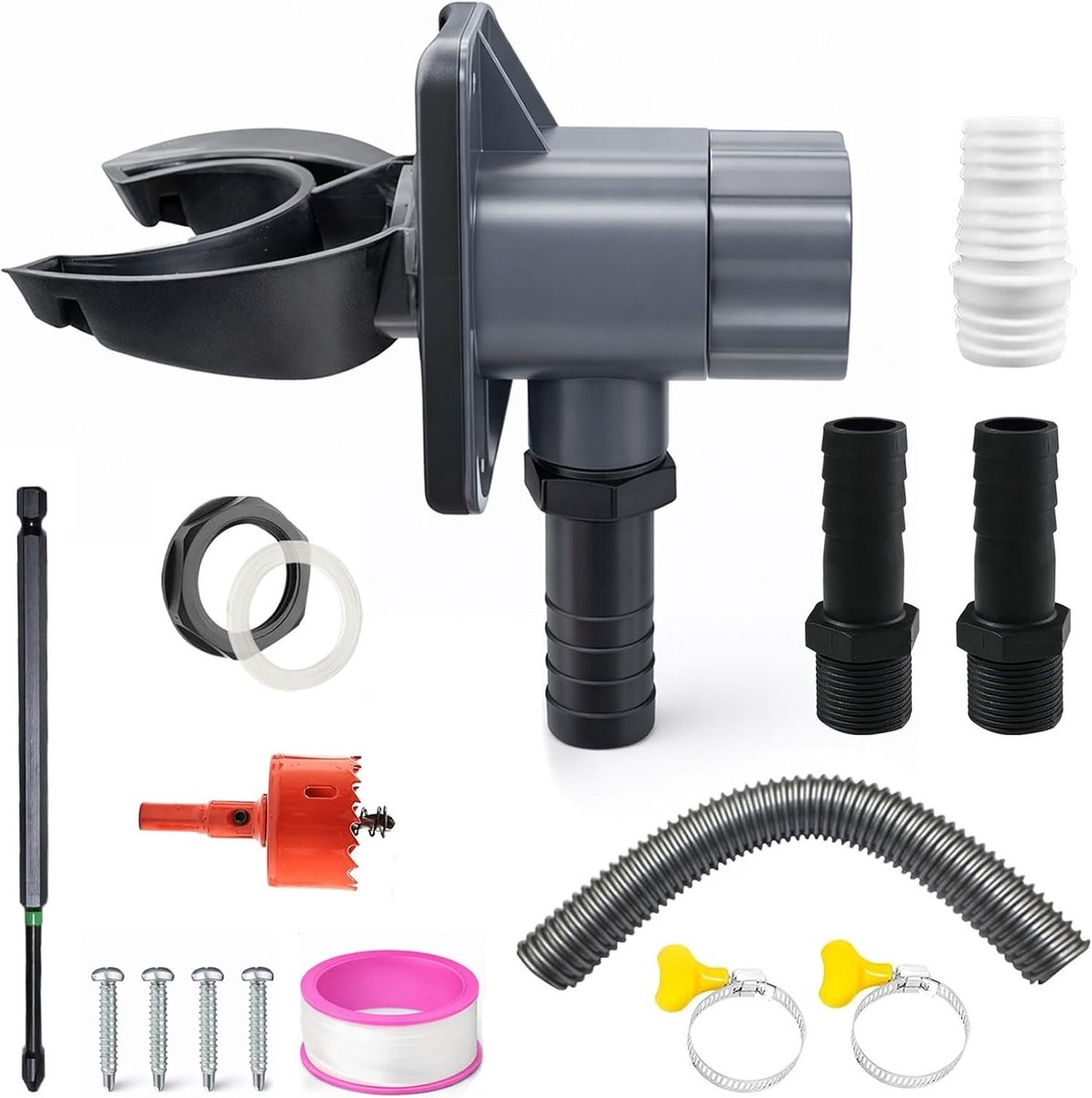 Efficiënte Regenwatercollector met Slang van 0,5 m, Afvoerset en Dichting voor 80 m² Dakoppervlak