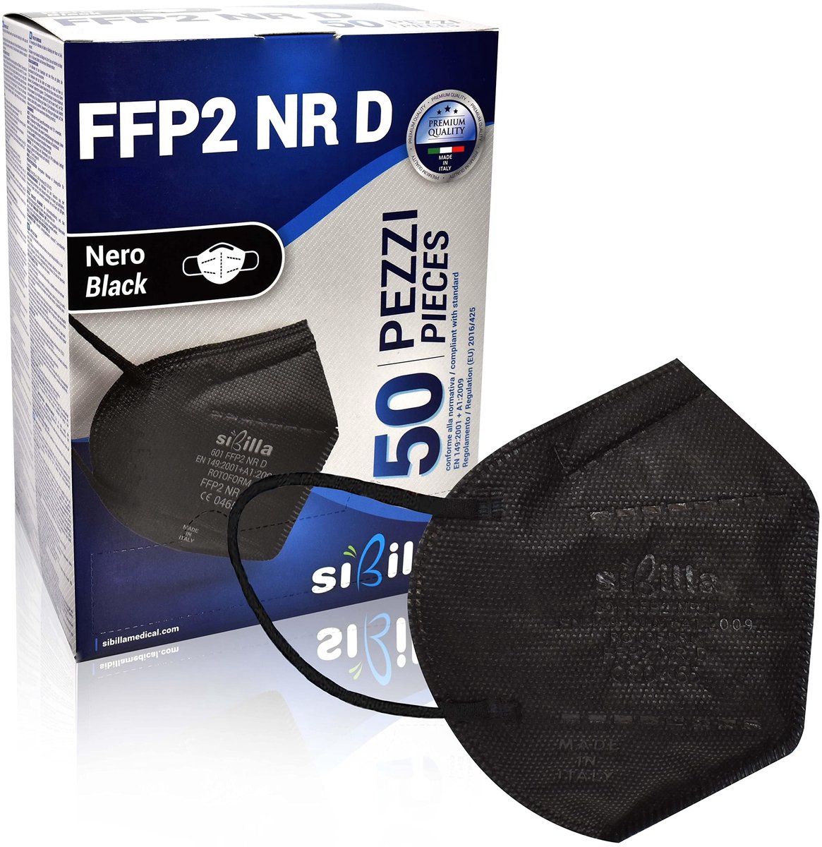 SnelShoppen - Zwart FFP2 masker 50 stuks vouwbaar 5 lagen zonder ventiel voor optimale bescherming in huis, op het werk, tijdens evenementen en meer