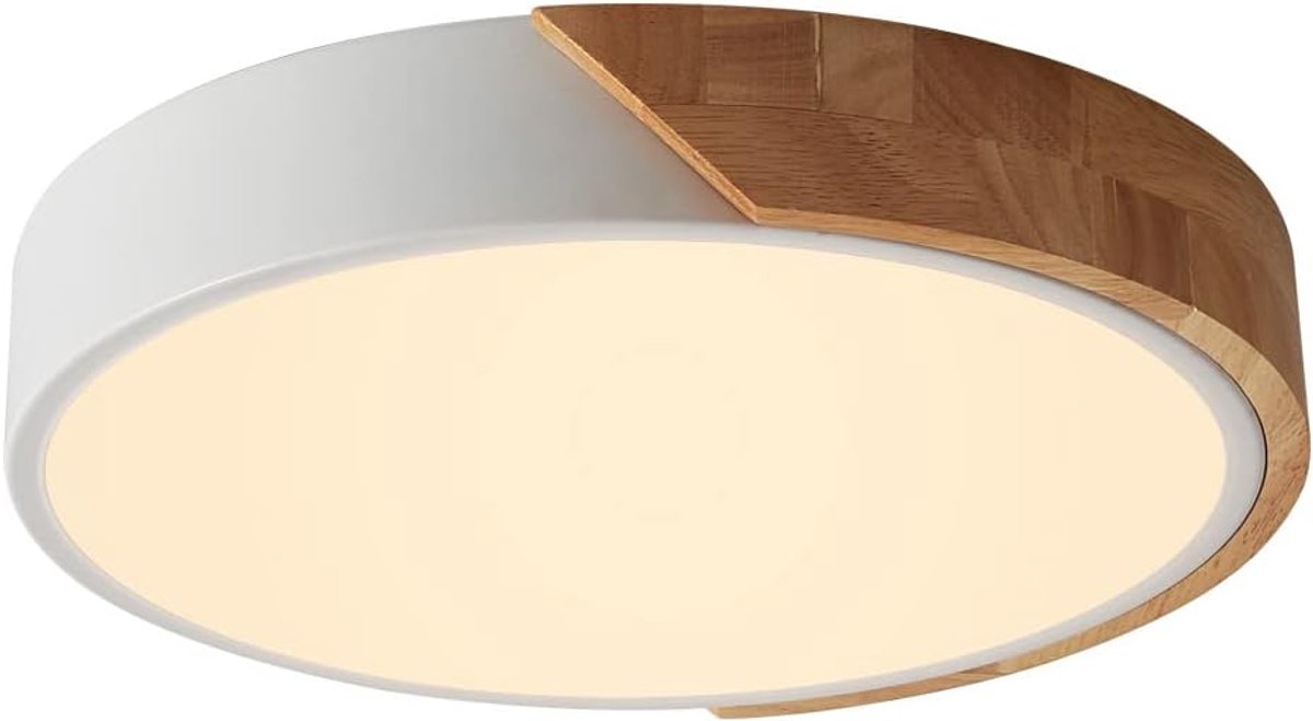 SnelShoppen - LED Plafondlamp 24W Modern Ultra-Dunne Ronde Houten Lamp Ø30cm 3000K Warm Wit voor Slaapkamer Woonkamer Keuken Eetkamer Kantoor Hal Balk