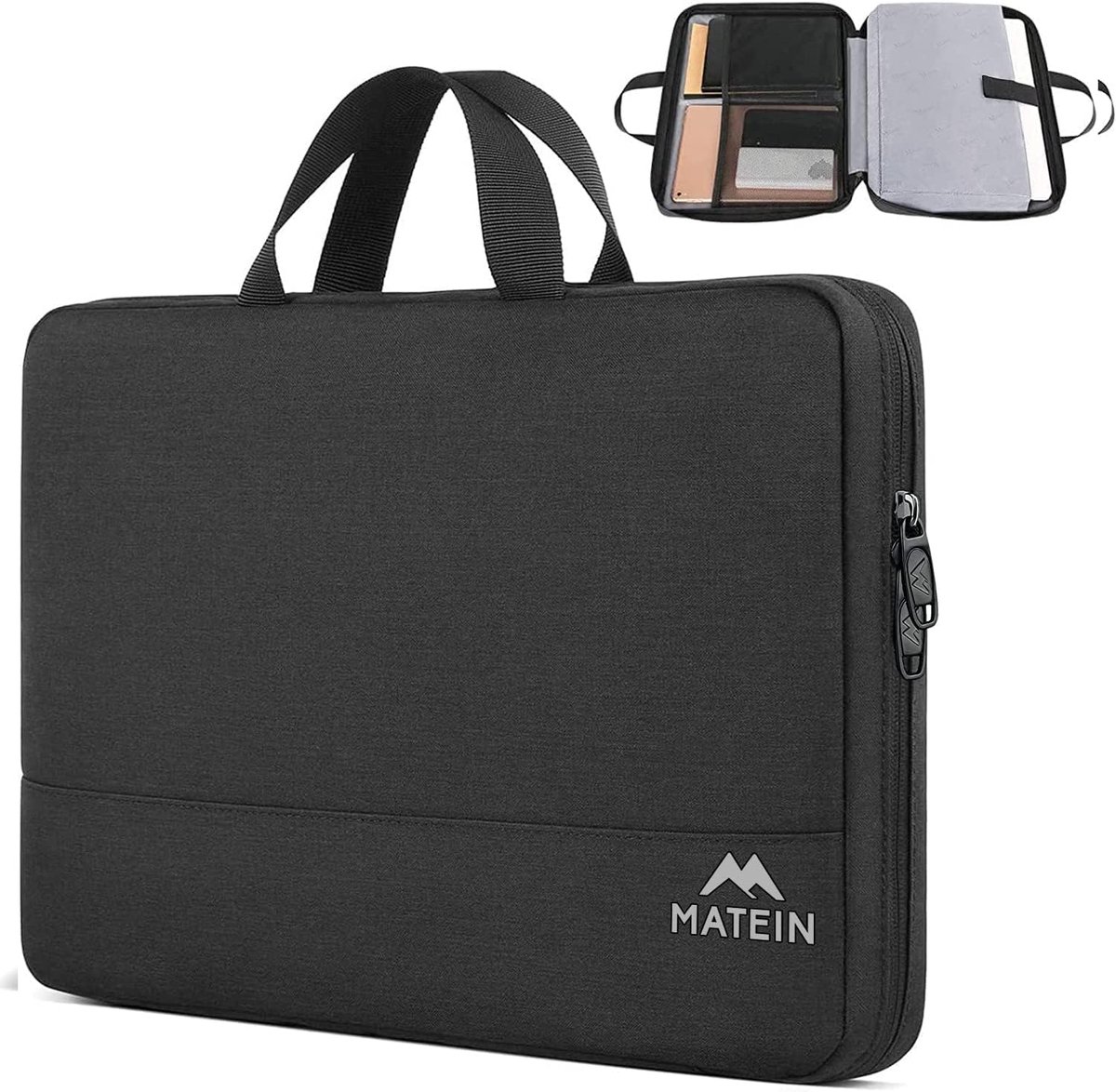 Thijox - Waterdichte Laptophoes 15,6 inch, Schokbestendige Laptoptas, Draagbare Laptoptas, 2 Vakken, Zwart, Ideaal voor School, Werk en Reizen