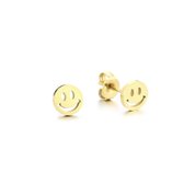 Stainless Steel Cutout Smiley Face Stud Earrings – Luxe Uitgesneden Smiley Oorstekers – RVS - Goud