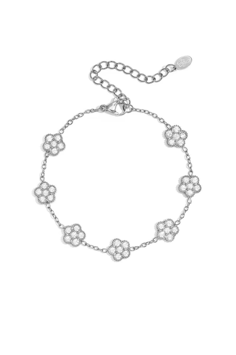 Fleur - Armband - Stainless Steel - Zirkonia - - Zilver