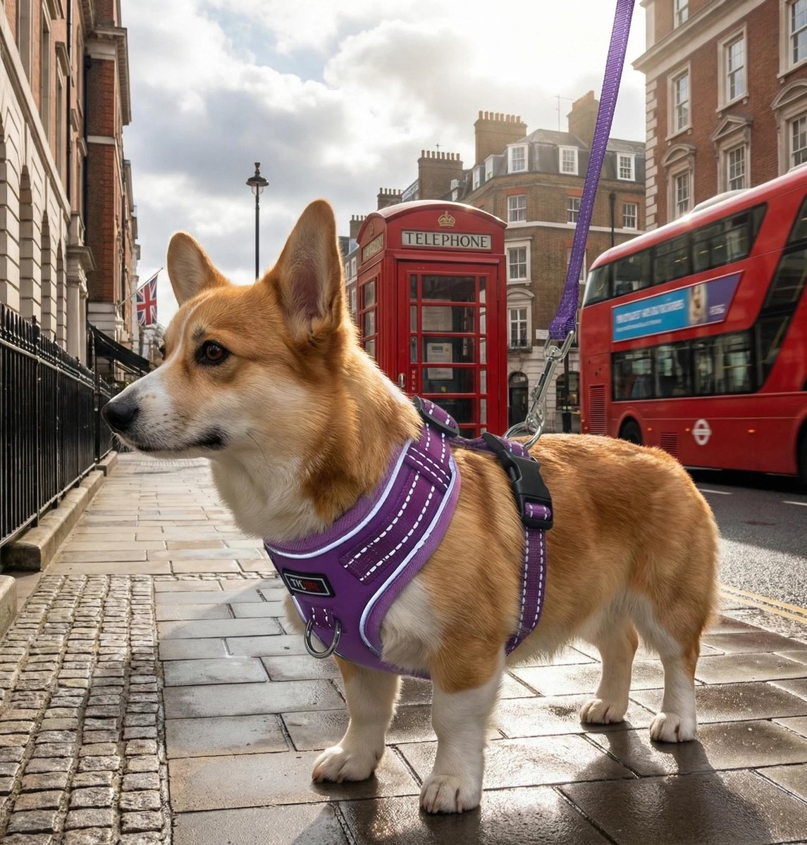 SnelShoppen - Reflecterend hondentuig en riem set voor kleine, middelgrote en grote honden - Verstelbaar en comfortabel, trekkingsvrij ontwerp, M, eff