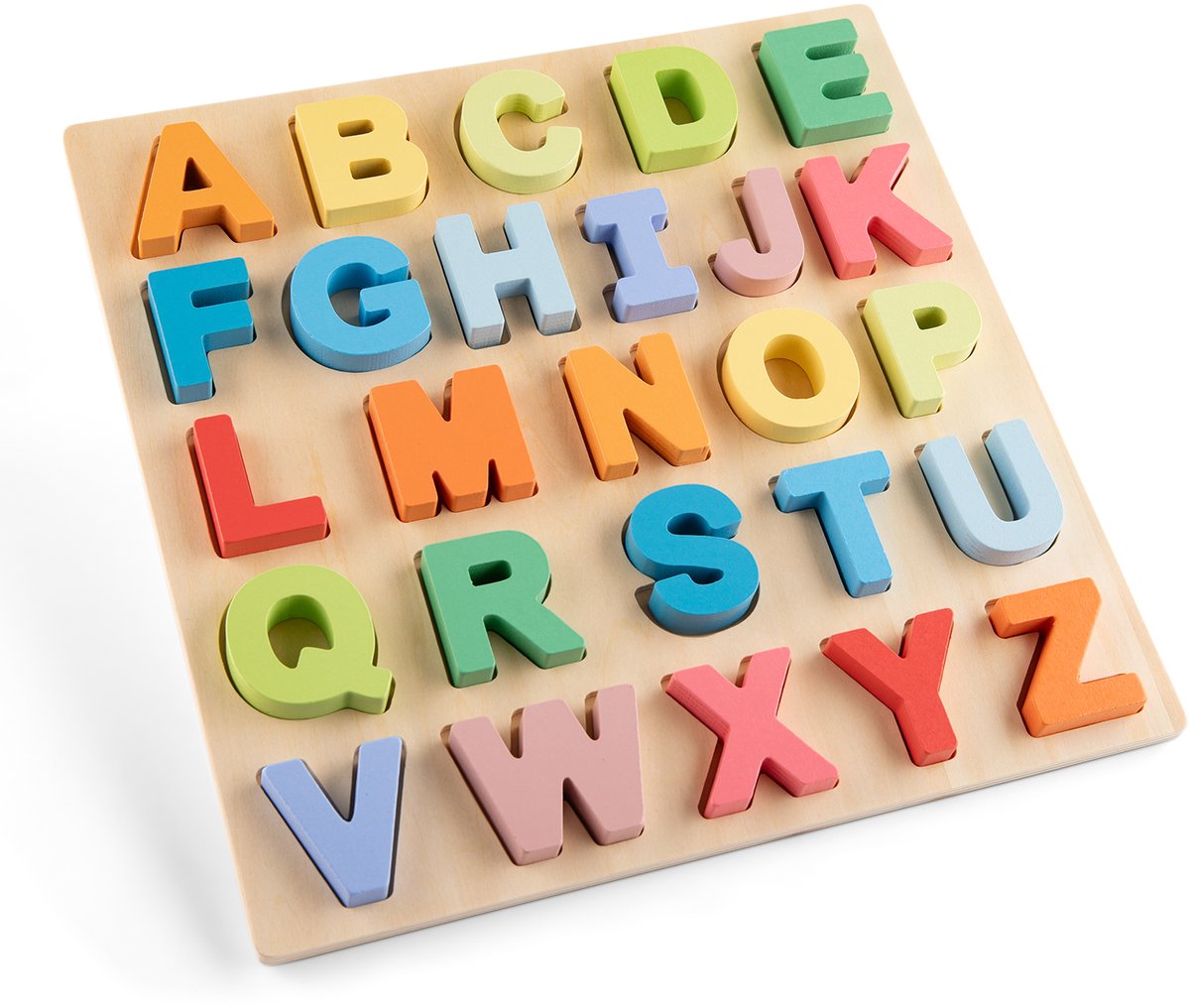 Woet® Houten Alfabet Puzzel - ABC Hoofdletters A t/m Z - Kleurrijke Educatieve Legpuzzel - Alfabet Leren - Peuterspeelgoed - Vanaf 2 Jaar — afbeelding 2