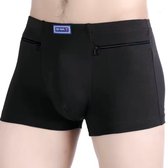 Anti-Diefstal Short met 2 Ritszakken – Veiligheidsbroek Heren met Verborgen Zakken – Travel Safety Onderbroek voor Reizen, Festivals en Sport - Maat M/L (42)
