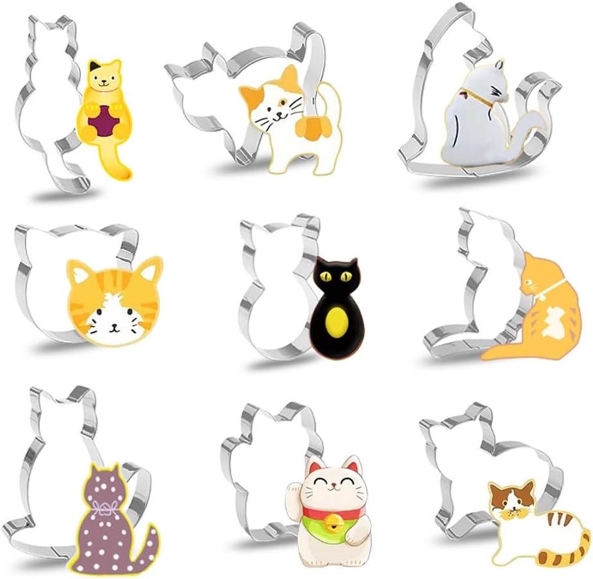 9-delige katten koekjesuitsteekset voor dierenfeestjes - Creatieve DIY koekjesvormen voor kattenliefhebbers