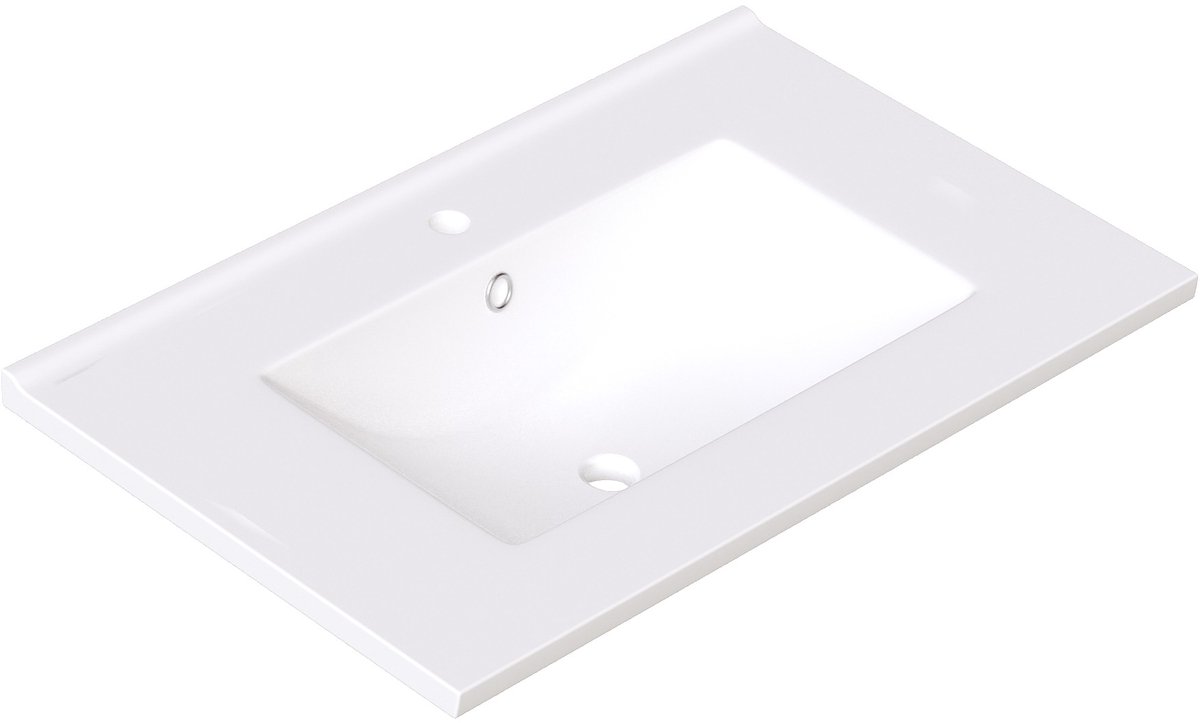 MODENUIT Wastafelonderkast - 3 Lades En Zijplank - Badkamer - MDF En Metaal - Wit - 76,5x4
