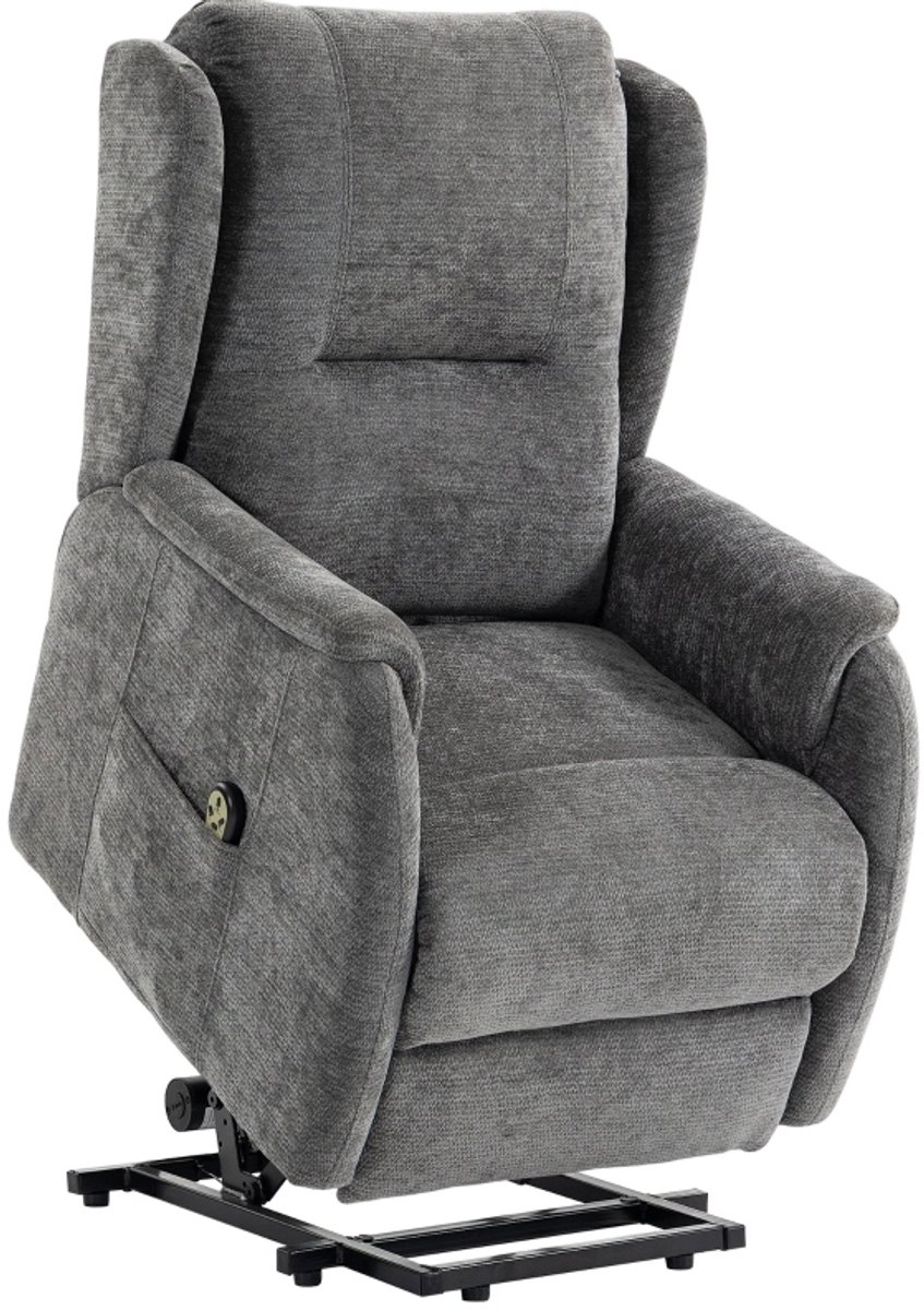 STILVORA Relaxfauteuil 89 x 76 x 103 cm - Elektrische Sta-Op Functie Met Dubbele Motor En Afstandsbediening - Voor Woonkamer - Stof Donkergrijs
