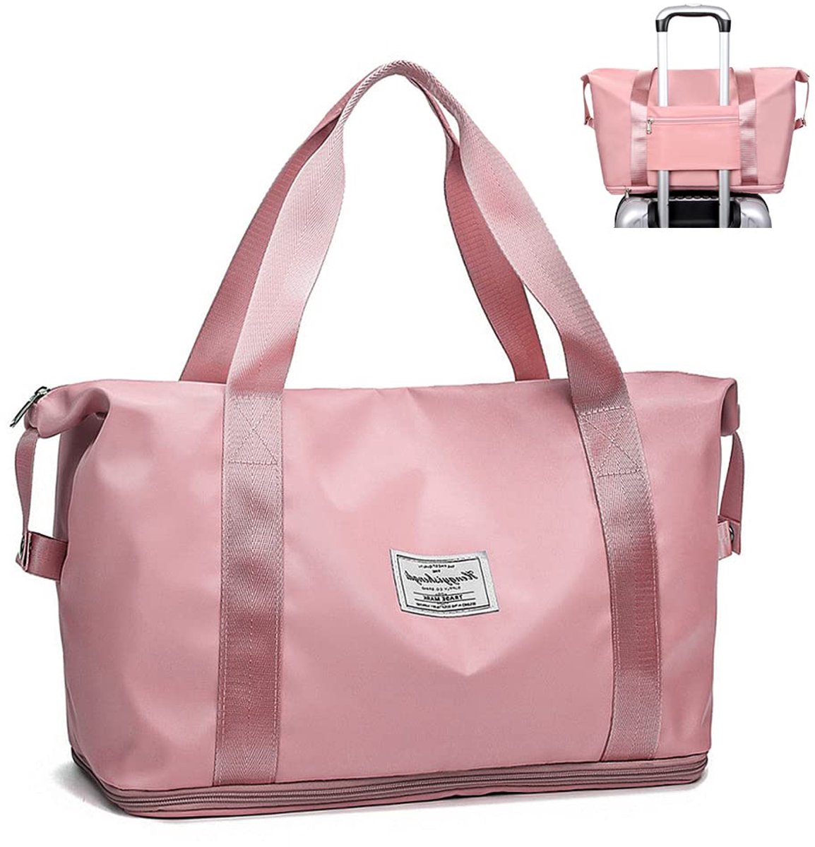 SnelShoppen - Weekendtas Dames - Waterdichte Reistas - Uitbreidbaar voor Vakantie, Sport en Winkelen - Handbagage - Roze - 36L - 43x40x21 cm