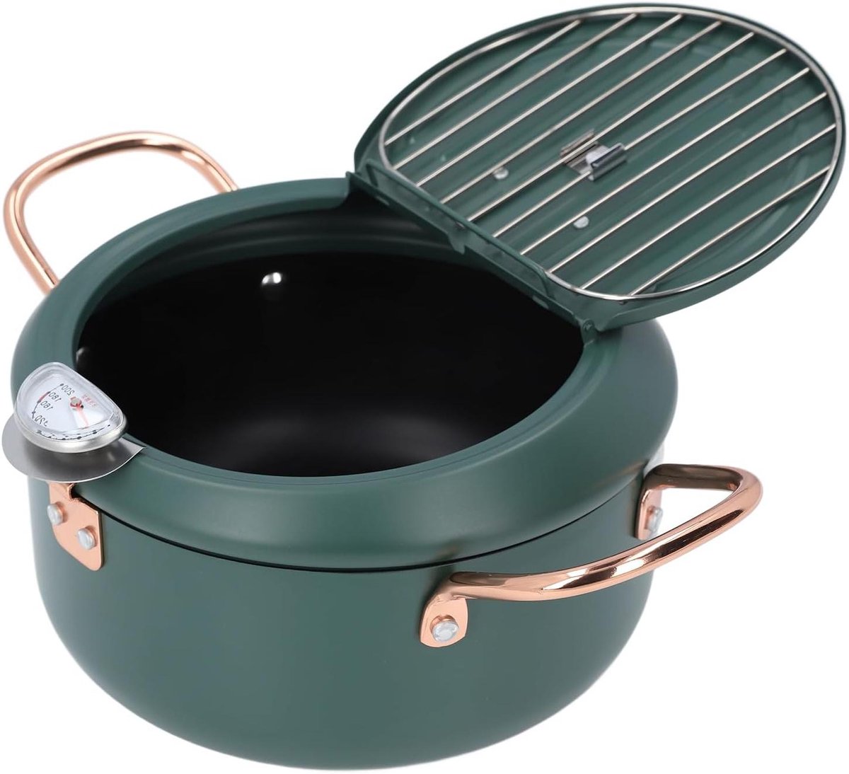 Frituurpan met thermometer - Koekenpan - Veilig frituren - Met temperatuurmeter - 28 x 22 x 13 cm - Zwart